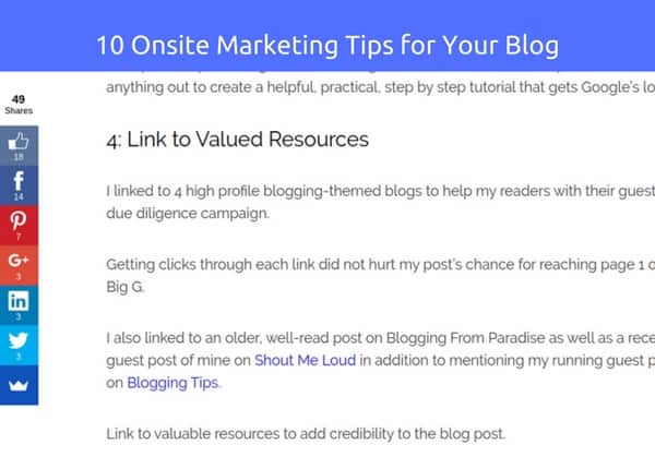 10 Onsite Marketing Tips for Your Blog